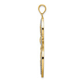 14K W/ Rhodium Beaded Filigree Cross Charm