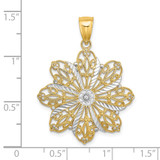 14K w/ Rhodium D/C Flower Charm