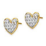 14k w/ Rhodium D/C Heart Post Earrings - TE-17F82E5F-4210