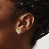 14k w/ Rhodium D/C Heart Post Earrings - TE-17F82E5F-4210