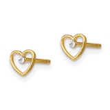 14k w/ Rhodium D/C Heart Post Earrings - TE-66172B45-3167