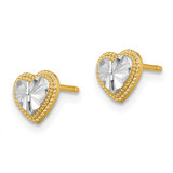 14k w/ Rhodium D/C Heart Post Earrings - TE-84EDB090-2506