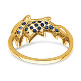 14k w/ Rhodium Diamond and Sapphire Dolphins Ring