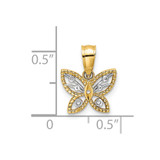 14k w/ Rhodium Diamond-cut Butterfly Charm - K9-4346FCF7-7143
