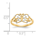 14k w/ Rhodium Diamond-cut Butterfly Ring