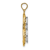 14k w/ Rhodium Diamond-cut Large Tilted Heart Charm