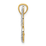 14k w/ Rhodium Diamond-cut Polished Open Butterfly Pendant