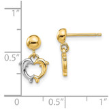14K W/ Rhodium Dolphin Dangle Earrings