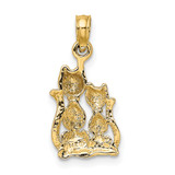 14k w/ Rhodium Polished Cat and Kitten Charm