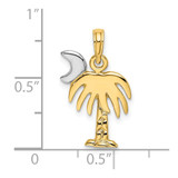 14K W/ Rhodium Polished Charelston Palm Tree Charm