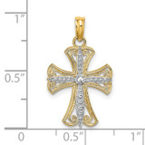 14K W/ Rhodium Textured Cross Charm - K9-B40A3CFB-3976