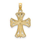 14K W/ Rhodium Textured Cross Charm - K9-B40A3CFB-3976