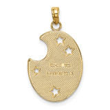 14k w/ Rhodium WISH DREAM BELIEVE Moon and Stars Charm