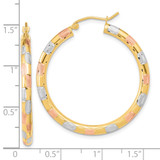 14k w/ White and Rose Rhodium Polished Satin Diamond-cut Hoop Earrings - TF-10A4CA69-6365
