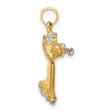 14k w/ White Rhodium 3-D Angel Playing Trumpet Charm