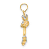 14k w/ White Rhodium 3-D Angel Playing Violin Charm