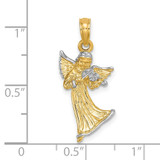 14k w/ White Rhodium 3-D Angel Playing Violin Charm