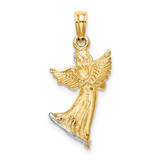 14k w/ White Rhodium 3-D Angel Playing Violin Charm