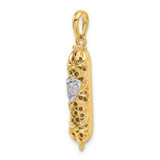 14K w/ White Rhodium 3D Mezuzah W/Shin Charm