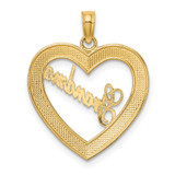 14k w/ White Rhodium Diamond-cut Heart GRANDMA Charm