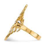 14k w/ White Rhodium Diamond-cut Leaves Ring