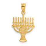 14K w/ White Rhodium Menorah Pendant