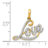 14k w/Rhodium .02ct. Diamond LOVE Pendant