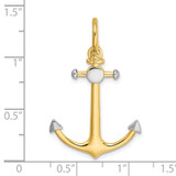 14K w/Rhodium 3-D Anchor w/Shackle Bail Charm