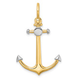 14K w/Rhodium 3-D Anchor w/Shackle Bail Charm