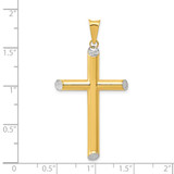 14K W/Rhodium 3-D Hollow D/C Cross Pendant