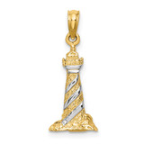 14K W/Rhodium 3-D Lighthouse Charm