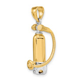 14K w/Rhodium 3-D Single Scuba Tank W/ Hose Charm