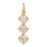 14K w/Rhodium and D/C 3 Diamond Shapes Charm