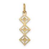 14K w/Rhodium and D/C 3 Diamond Shapes Charm
