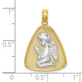 14K w/Rhodium Angel Praying w/Halo On Triangle Disc
