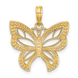 14k w/Rhodium Butterfly w/ White Beaded Wings Charm - K9-3134139B-3656
