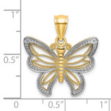 14k w/Rhodium Butterfly w/ White Beaded Wings Charm - K9-C08466B4-9822
