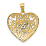 14k w/Rhodium Cut-Out Filigree Heart Charm