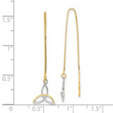 14k w/Rhodium D/C Box Chain Celtic Knot Threader Earrings