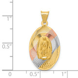 14K w/Rhodium D/C Lady Of Guadalupe Oval Pendant - K5-12F6A2A1-9395