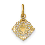 14K w/Rhodium D/C Mini Filigree Medallion Charm