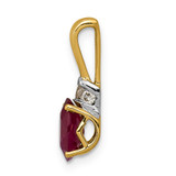 14k w/Rhodium Diamond and .66 Oval Ruby Pendant