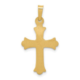 14K w/Rhodium Diamond Fleur De Lis Cross Pendant