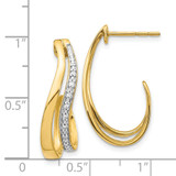 14k w/Rhodium Diamond J-Hoop Post Earrings