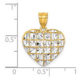 14k w/Rhodium Diamond-cut Heart Charm - K9-E4B6FBA3-3088