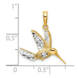 14k w/Rhodium Diamond-cut Humming Bird Pendant