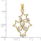 14K w/Rhodium Diamond-cut Star Cluster Charm