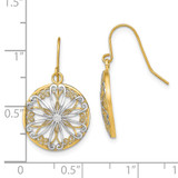 14K w/Rhodium Filigree Medallion Dangle Earrings