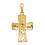 14K w/Rhodium Footprints Cross Pendant