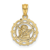 14k w/Rhodium Framed Cherub Pendant